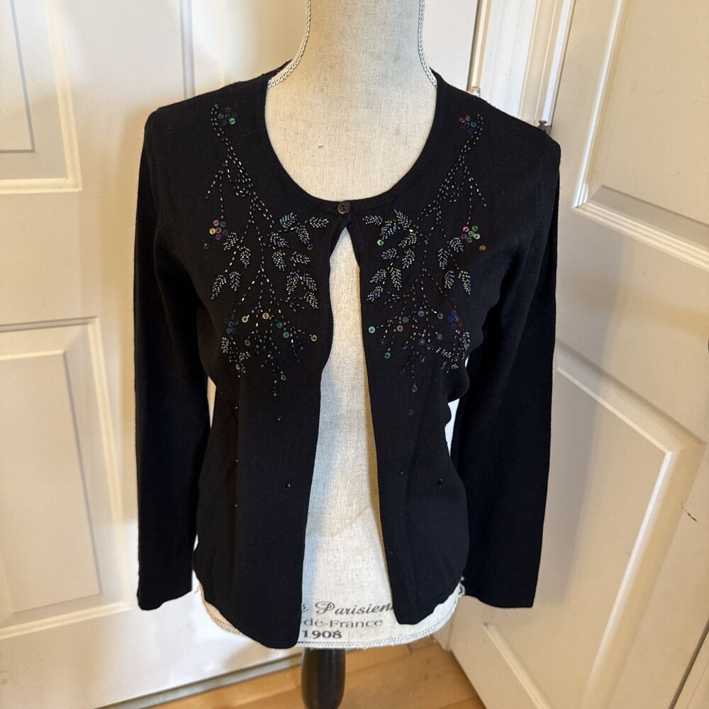 BEADED BEAUTY Carducci black Dressy Whimsygoth Cardigan size M womens